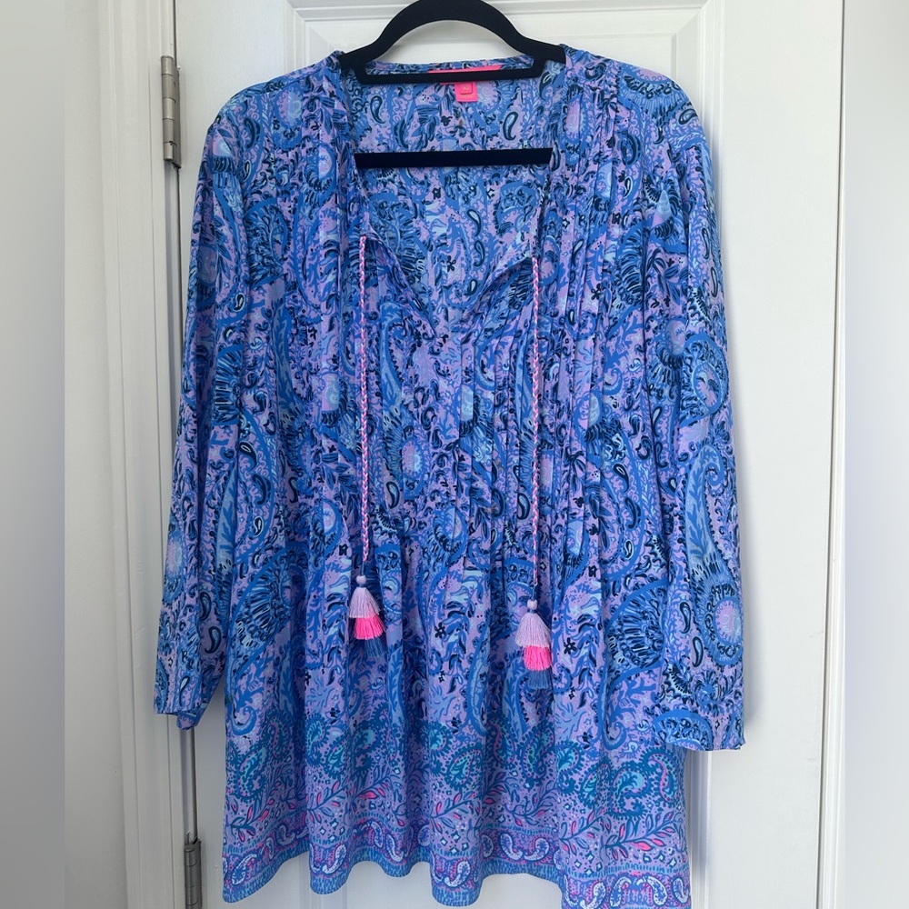 Lilly Pulitzer Marilina Tunic Purple Iris Hello